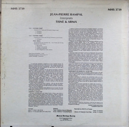 Jean-Pierre Rampal Interprets Antoine Tisné & Paul Arma : Jean-Pierre Rampal Interprets Tisné & Arma (LP)