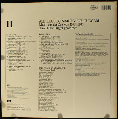 Gregor Aichinger, Constantino Ferrabosco, Hans Leo Haßler und Jakob Hassler, Orazio Vecchi, Jacopo Peeters - The Consort Of Musicke • Emma Kirkby • Anthony Rooley : All' Illustrissimi Signori Fuccari, II (Musik Aus Der Zeit Von 1573-1603) (LP)