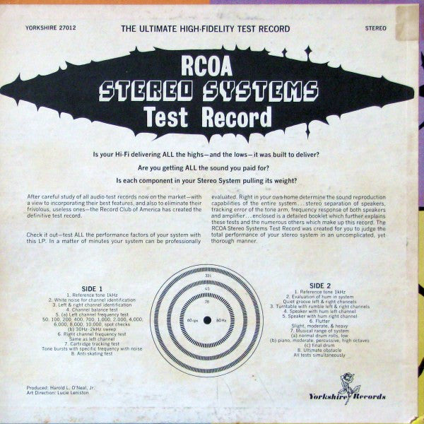 No Artist : RCOA Stereo Systems Test Record (LP)