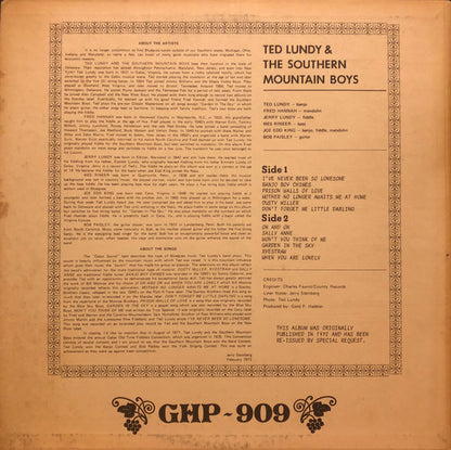 Ted Lundy, Bob Paisley & The Southern Mountain Boys : Ted Lundy, Bob Paisley & The Southern Mountain Boys (LP, Album, RE)