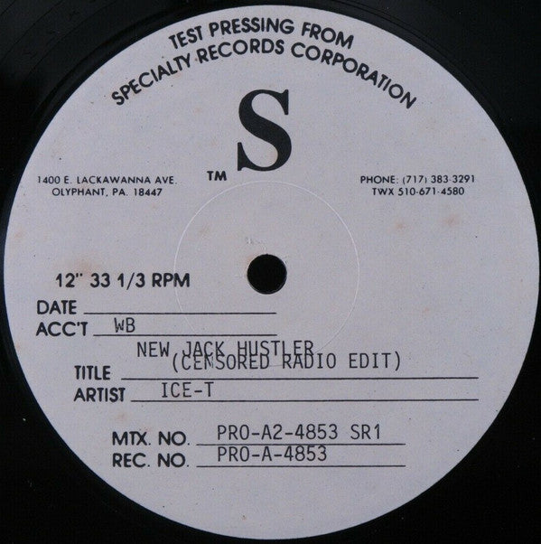 Ice-T : New Jack Hustler (Censored Radio Edit) (12", TP)