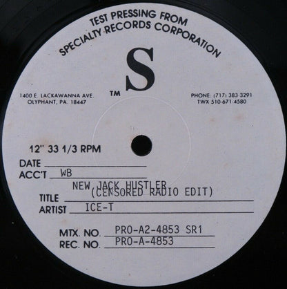 Ice-T : New Jack Hustler (Censored Radio Edit) (12", TP)