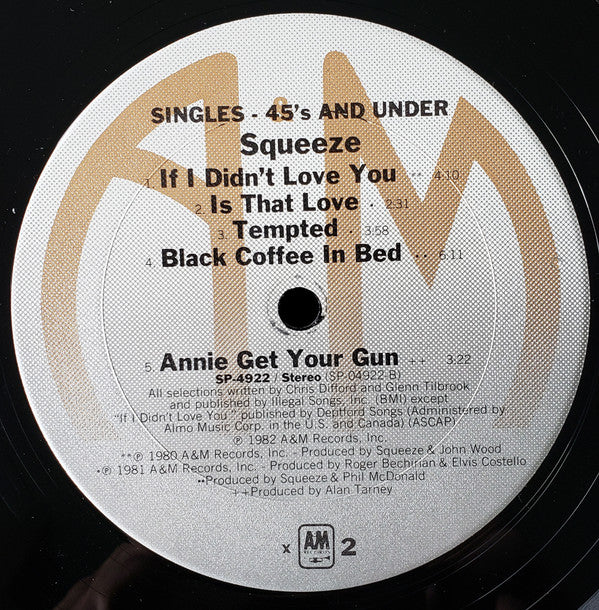 Squeeze (2) : Singles - 45's And Under (LP, Comp, Club, X -)