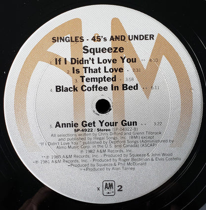Squeeze (2) : Singles - 45's And Under (LP, Comp, Club, X -)