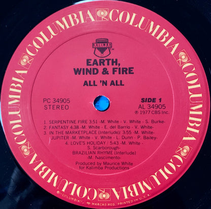 Earth, Wind & Fire : All 'N All (LP, Album, RE, Gat)