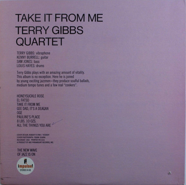 Terry Gibbs Quartet : Take It From Me (LP, Album, Gat)