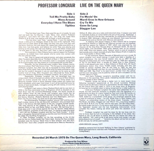 Professor Longhair : Live On The Queen Mary (LP, Album)