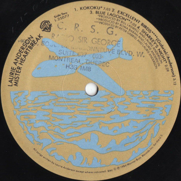 Laurie Anderson : Mister Heartbreak (LP, Album, Ltd, RM, Qui)