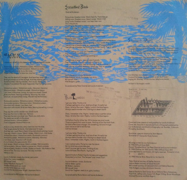 Laurie Anderson : Mister Heartbreak (LP, Album, Ltd, RM, Qui)