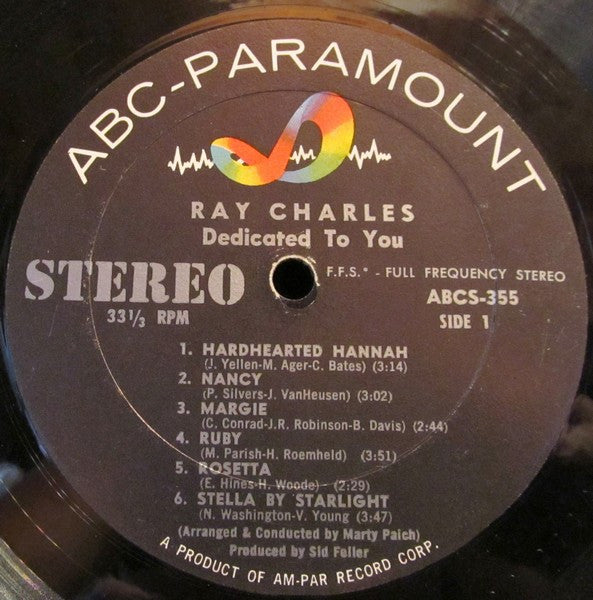 Ray Charles : ...Dedicated To You (LP, Album)