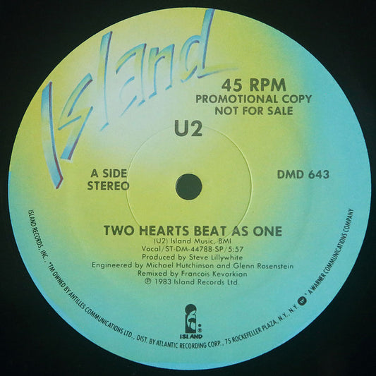 U2 : Two Hearts Beat As One (12", Single, Promo)