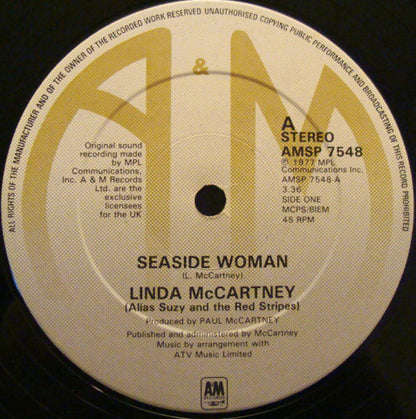 Linda McCartney Alias Suzy And The Red Stripes : Seaside Woman (12", Single, Ltd)