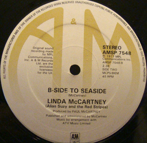 Linda McCartney Alias Suzy And The Red Stripes : Seaside Woman (12", Single, Ltd)