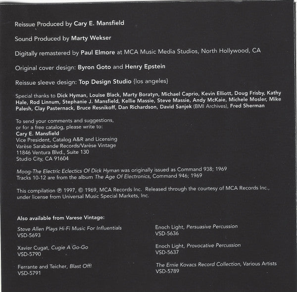 Dick Hyman : Moog - The Electric Eclectics Of... (CD, Album, RE, RM)