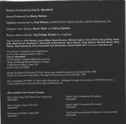 Dick Hyman : Moog - The Electric Eclectics Of... (CD, Album, RE, RM)