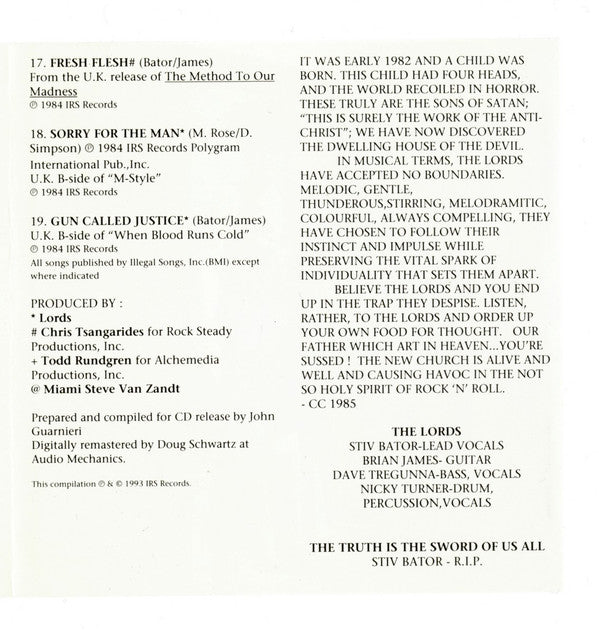 The Lords Of The New Church* : Killer Lords (CD, Comp, RE, RM)