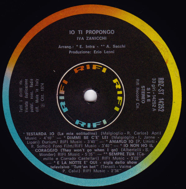 Iva Zanicchi : Io Ti Propongo (LP, Album, Gat)