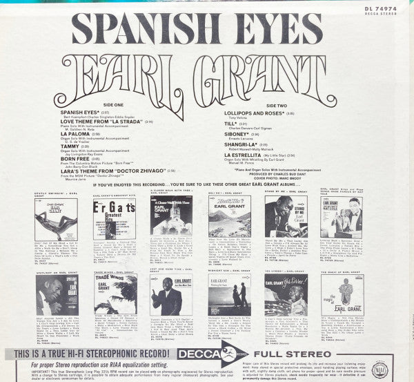 Earl Grant : Spanish Eyes (LP, Album)