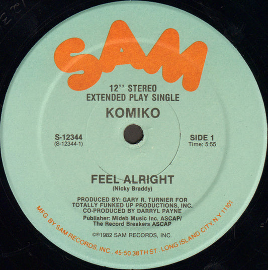 Komiko : Feel Alright (12", Single, Hau)