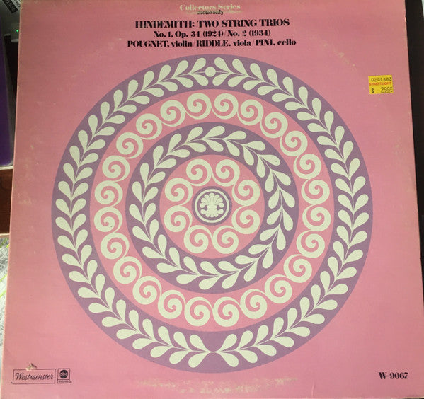 Paul Hindemith, Jean Pougnet, Frederick Riddle, Anthony Pini : Two String Trios (LP, Album, Mono)