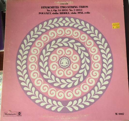 Paul Hindemith, Jean Pougnet, Frederick Riddle, Anthony Pini : Two String Trios (LP, Album, Mono)