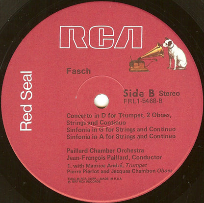 Johann Pachelbel, Johann Friedrich Fasch, Maurice André, Orchestre De Chambre Jean-François Paillard : The Pachelbel Canon And Two Suites For Strings / Two Sinfonias And Concerto For Trumpet (LP, Album)