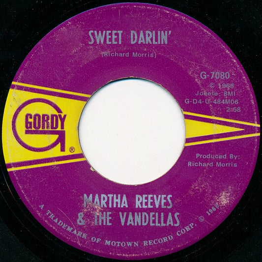 Martha Reeves & The Vandellas : Sweet Darlin' (7", Single)