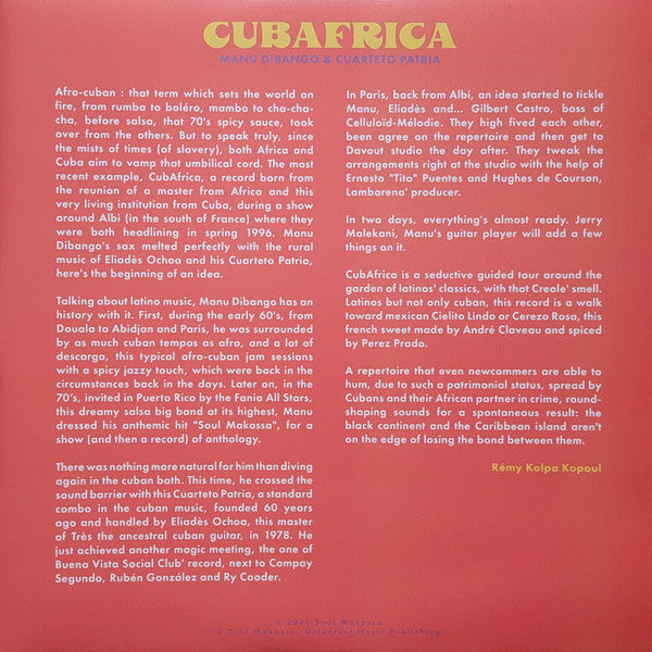 Manu Dibango & El Cuarteto Patria : CubAfrica (LP, Album, RSD, Ltd, Yel)
