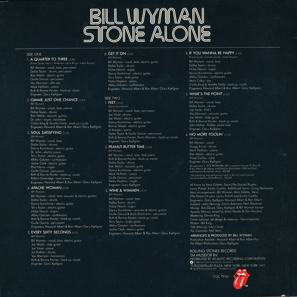 Bill Wyman : Stone Alone (LP, Album, MO )