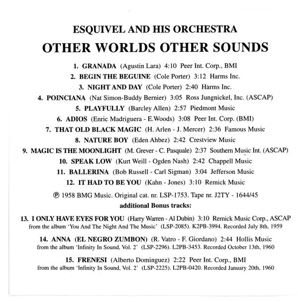 Esquivel And His Orchestra : Other Worlds Other Sounds (CD, Album)