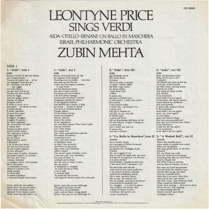Leontyne Price, Giuseppe Verdi, Israel Philharmonic Orchestra, Zubin Mehta : Leontyne Price Sings Verdi (LP, Club)