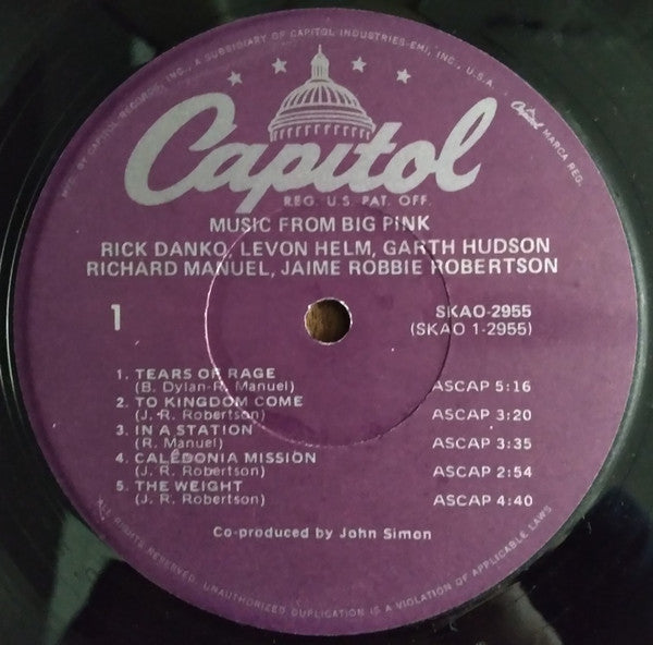 The Band : Music From Big Pink (LP, Album, RE, Los)
