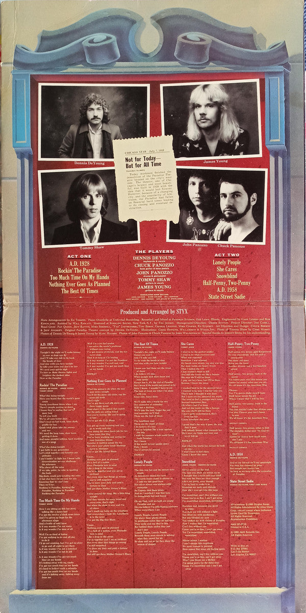 Styx : Paradise Theatre (LP, Album, Etch)