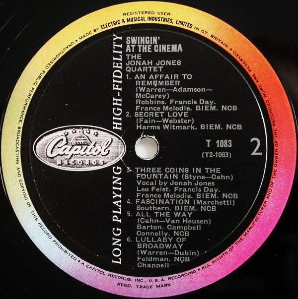 The Jonah Jones Quartet : Swingin' At The Cinema (LP, Album, Mono)