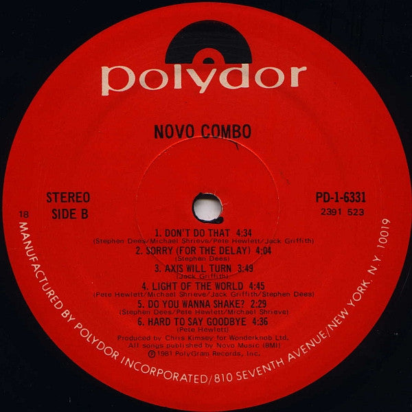 Novo Combo : Novo Combo (LP, Album, 18 )