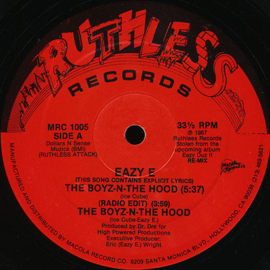 Eazy E* : The Boyz-N-The Hood (12", RE)