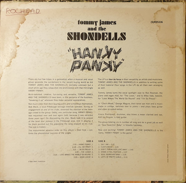 Tommy James & The Shondells : Hanky Panky (LP, Album, RP)