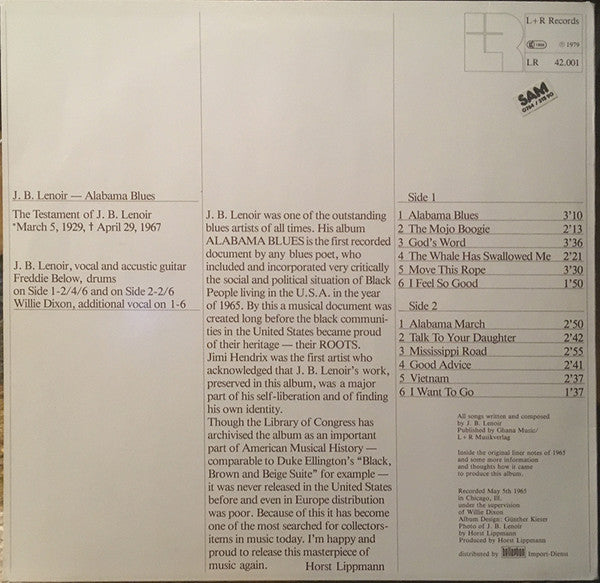 J.B. Lenoir : Alabama Blues (LP, Album, RE)