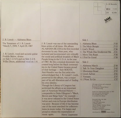 J.B. Lenoir : Alabama Blues (LP, Album, RE)