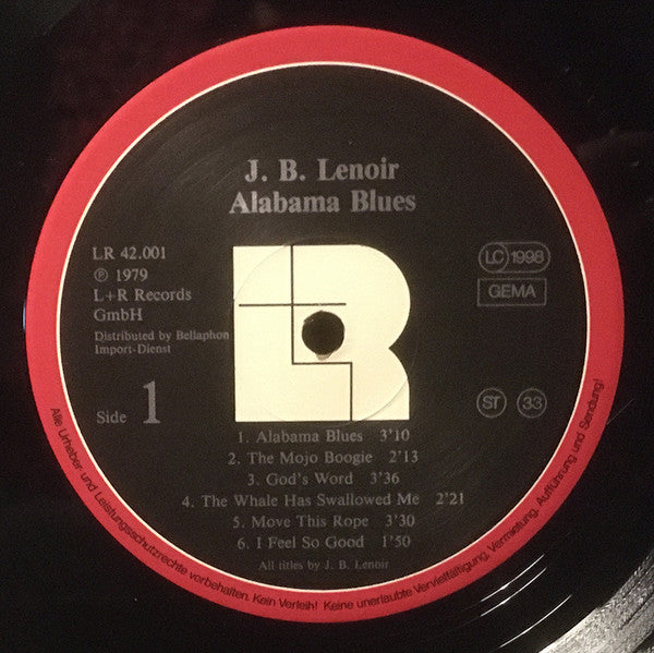 J.B. Lenoir : Alabama Blues (LP, Album, RE)