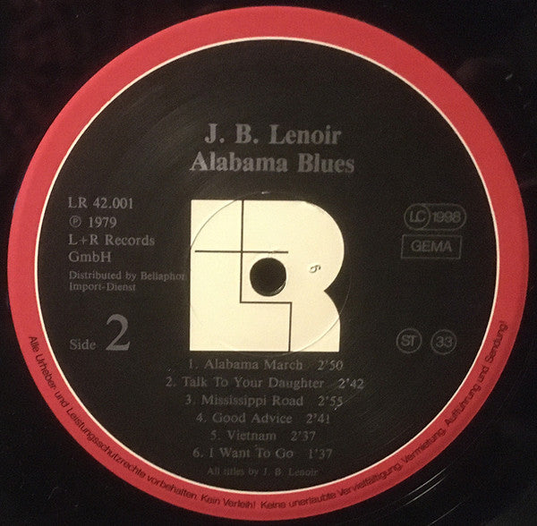 J.B. Lenoir : Alabama Blues (LP, Album, RE)