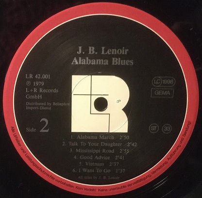 J.B. Lenoir : Alabama Blues (LP, Album, RE)