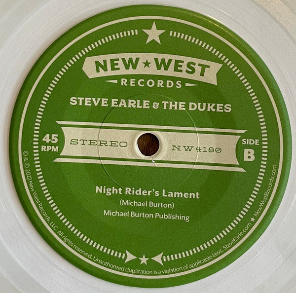 Steve Earle & The Dukes : Up Against The Wall Redneck Mother / Night Rider's Lament (7", RSD, Single, Cle)