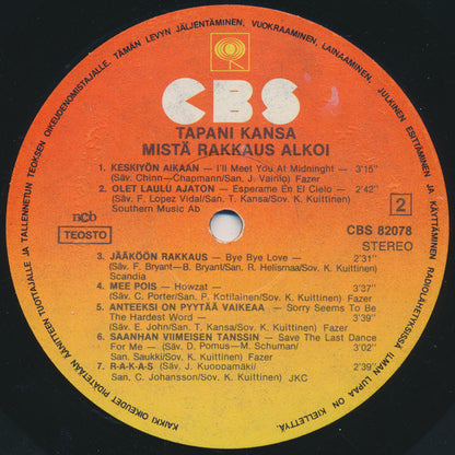 Tapani Kansa : Mistä Rakkaus Alkoi (LP, Album)