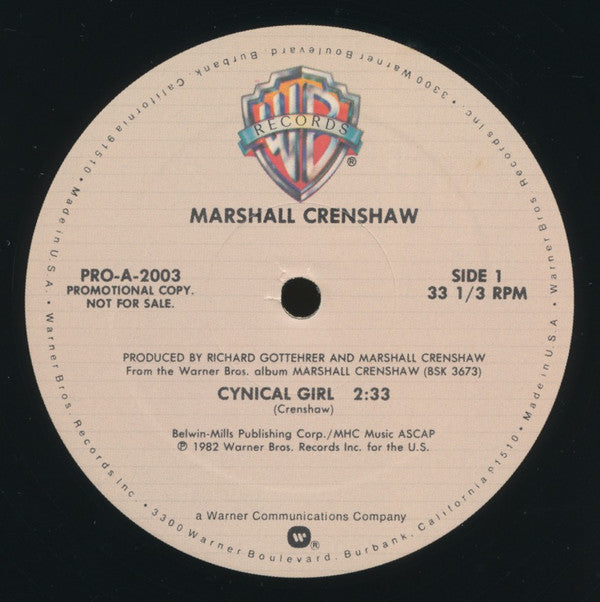 Marshall Crenshaw : Cynical Girl (12", Maxi, Promo)