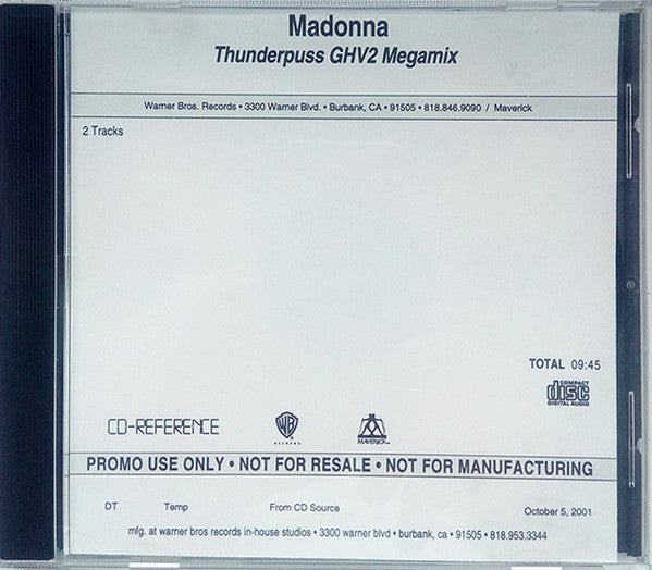 Madonna : Thunderpuss GHV2 Megamix (CDr, Single, Promo)