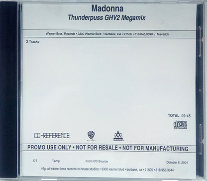 Madonna : Thunderpuss GHV2 Megamix (CDr, Single, Promo)
