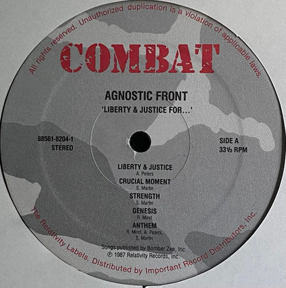 Agnostic Front : Liberty & Justice For... (LP, Album, EMW)
