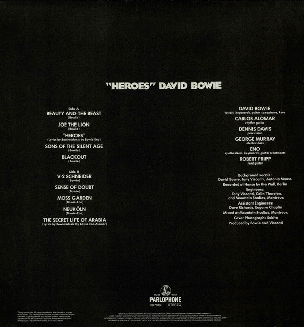 David Bowie : "Heroes" (LP, Album, Ltd, RE, RM, RP, Gre)