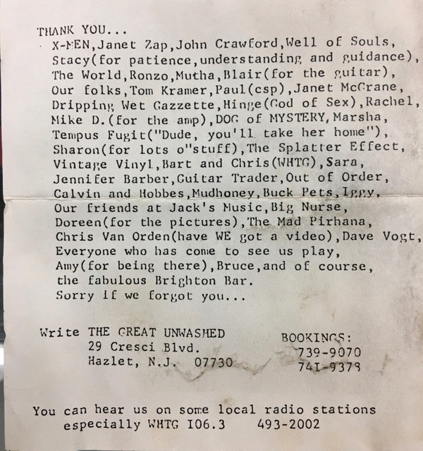 The Great Unwashed (5) : 3 Song Demo (Cass, EP)